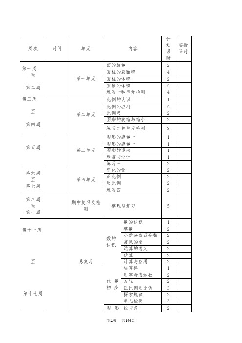 (完整版)北师大版六年级数学下册全册教案