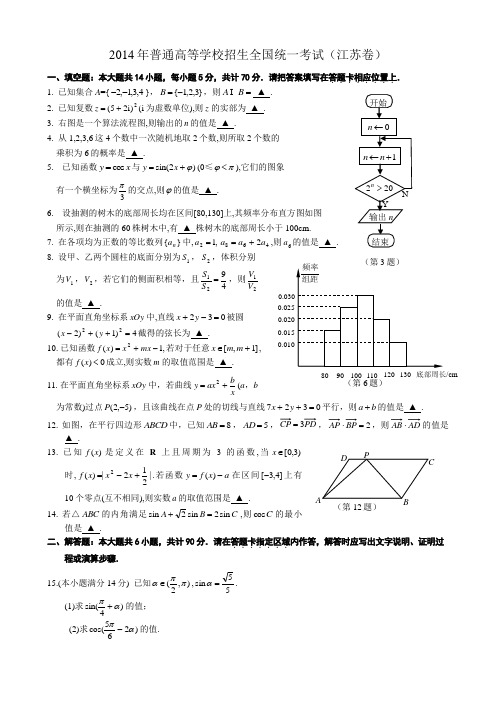 2014年江苏高考数学卷及答案