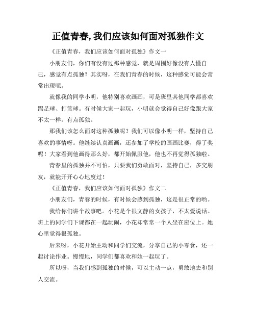 正值青春,我们应该如何面对孤独作文