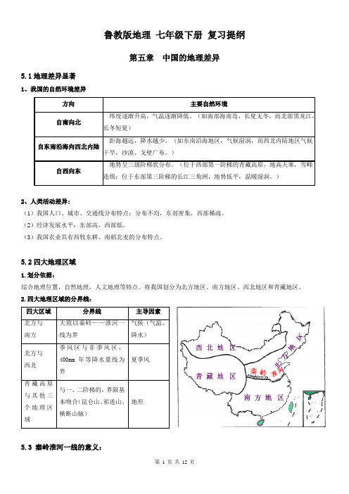 初二下册-地理-复习提纲(全册)