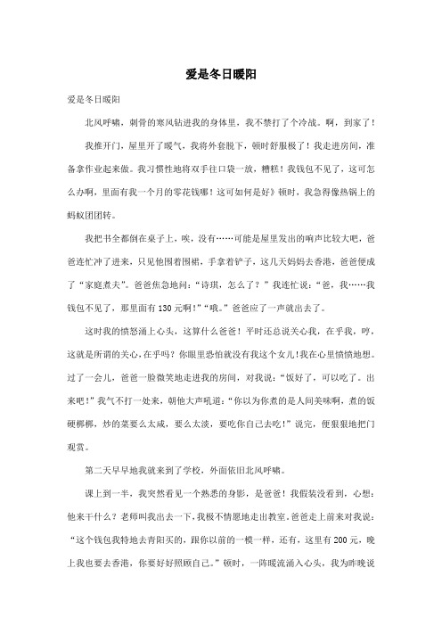 爱是冬日暖阳_小学六年级作文700字