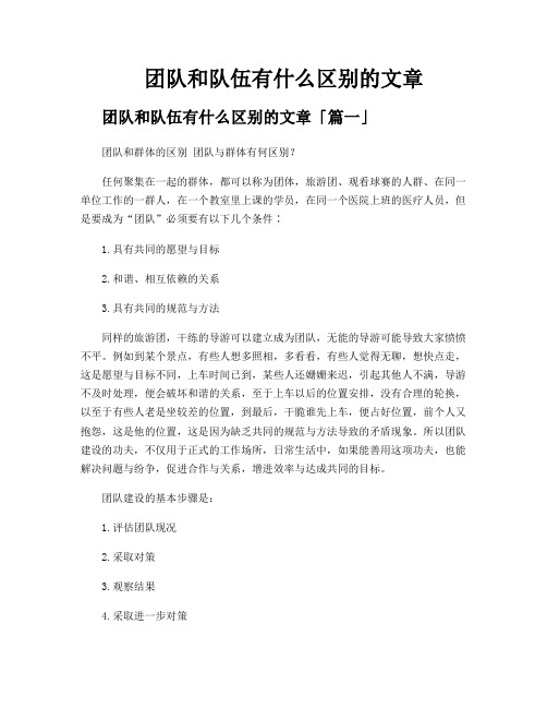 团队和队伍有什么区别的文章