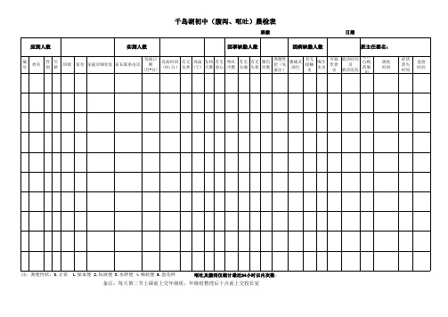 学校腹泻病例登记一览表--晨检表