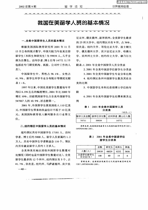 我国在美留学人员的基本情况