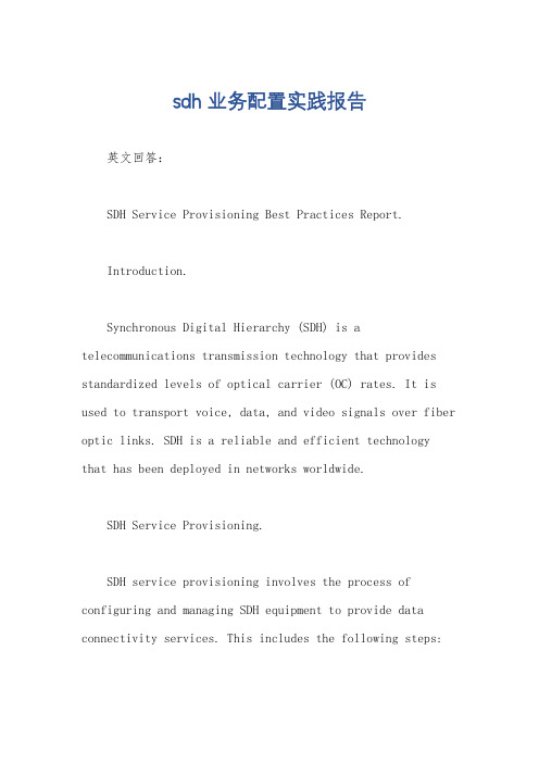 sdh业务配置实践报告