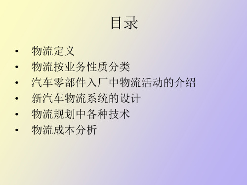 汽车入厂物流概述