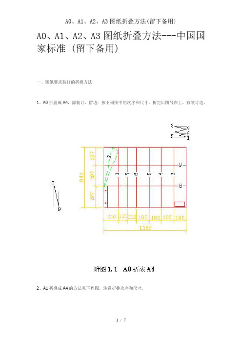 A0、A1、A2、A3图纸折叠方法(留下备用)