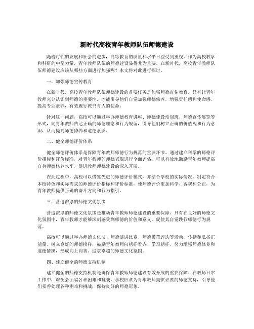 新时代高校青年教师队伍师德建设