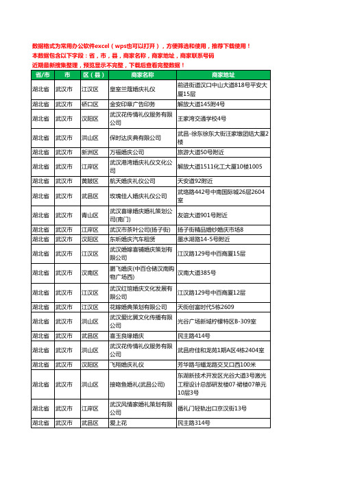 2020新版湖北省武汉市婚庆有限公司工商企业公司商家名录名单黄页联系电话号码地址大全70家