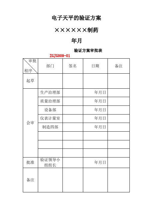 电子天平验证方案