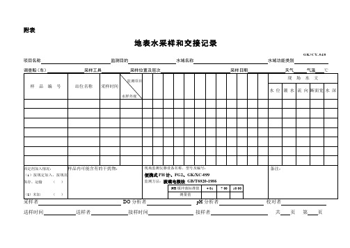 水质采样表