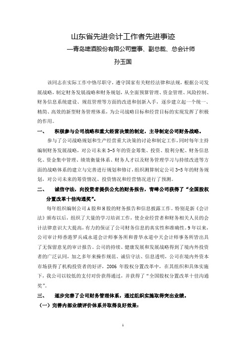 山东省先进会计工作者先进事迹