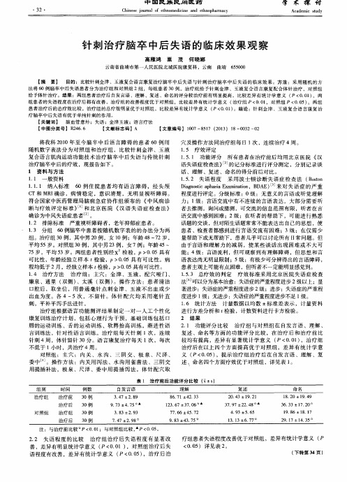 针刺治疗脑卒中后失语的临床效果观察