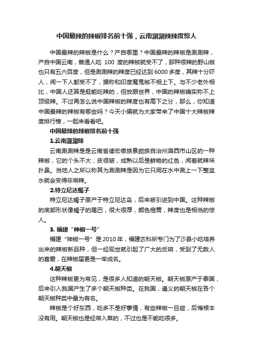 中国最辣的辣椒排名前十强，云南涮涮辣辣度惊人