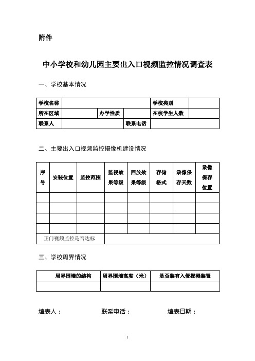 中小学校和幼儿园主要出入口视频监控情况调查表