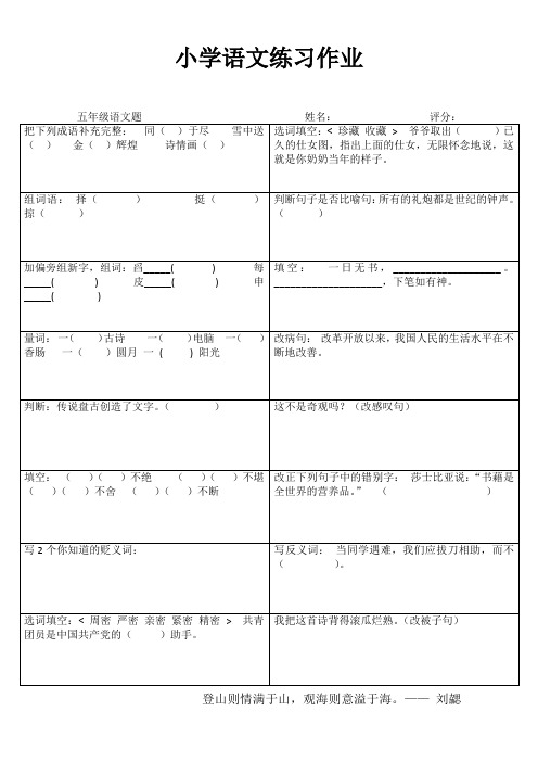 五年级语文课堂拓展精选练习III (67)