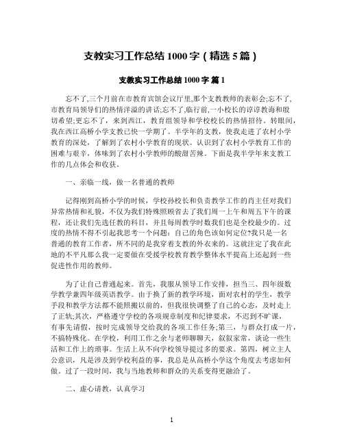 支教实习工作总结1000字(精选5篇)