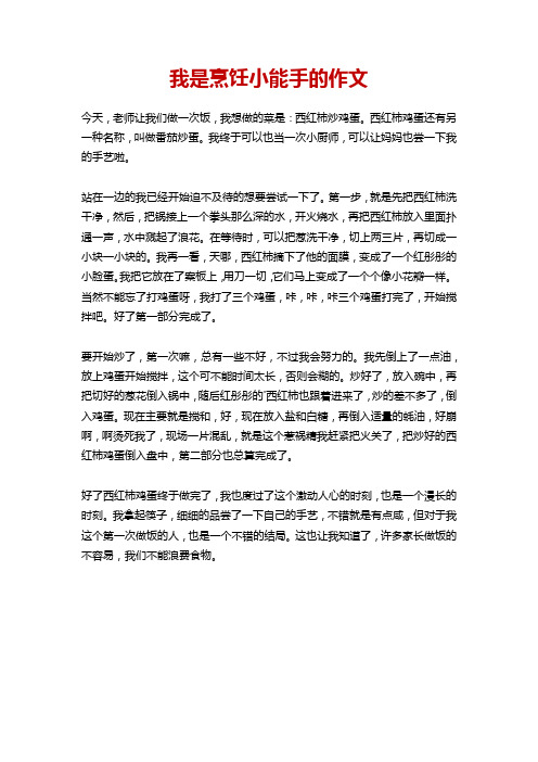 我是烹饪小能手的作文600字左右