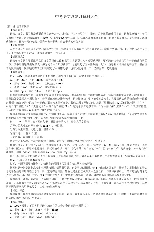 中考语文总复习资料大全