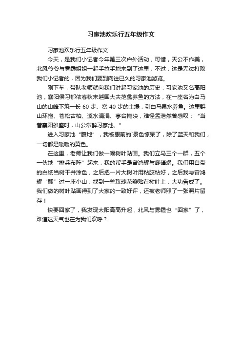 习家池欢乐行五年级作文