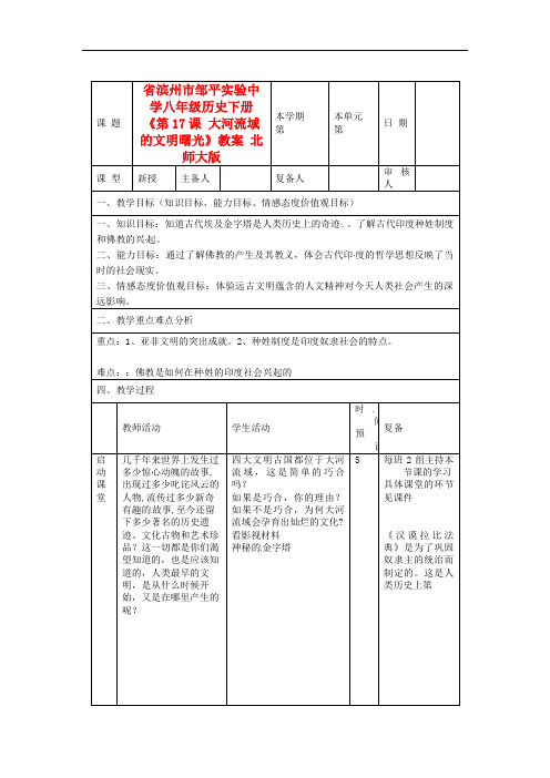 北师大初中历史八下《大河流域的文明曙光》教案_2