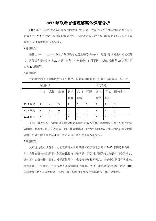 2017年联考言语理解整体深度分析