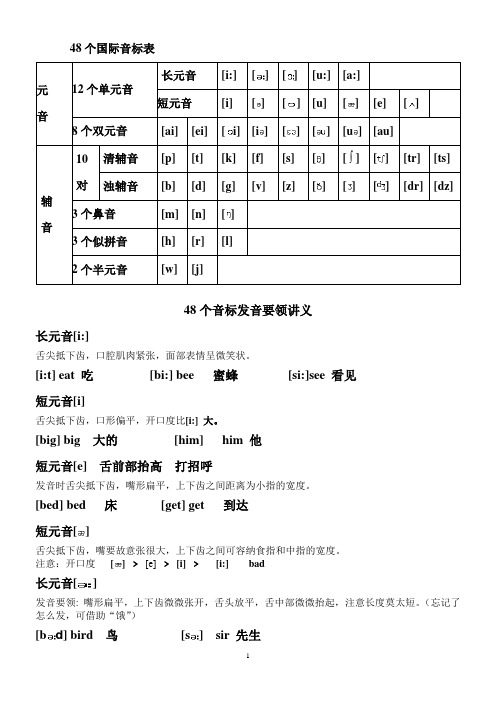 48个国际音标表发音整理