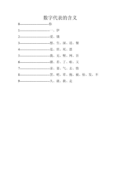 数字代表的含义（数字密码）