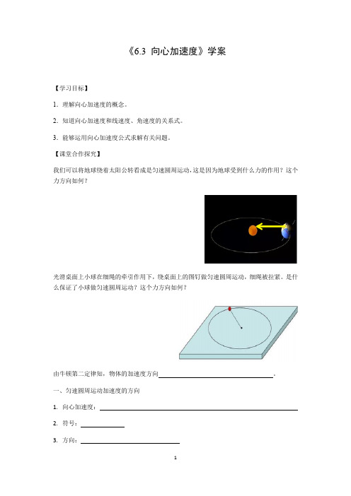 《6.3 向心加速度》学案