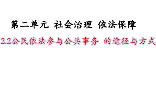 粤教版九年级上册道德与法治《公民依法参与公共事务的途径与方式》课件公开课