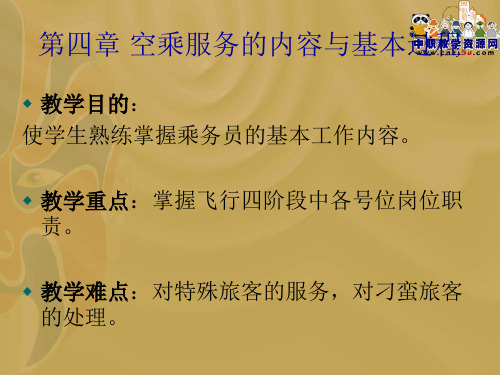 空乘服务概论教学素材：第4章 空乘服务的内容与基本过程