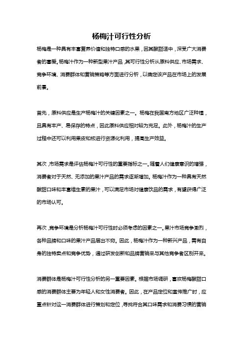 杨梅汁可行性分析