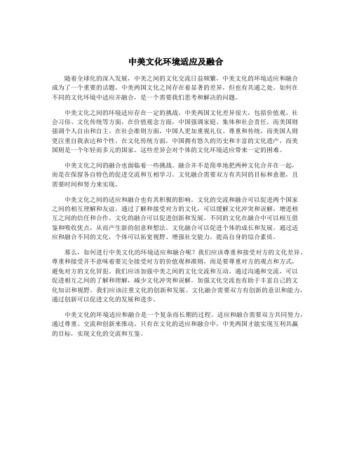 中美文化环境适应及融合