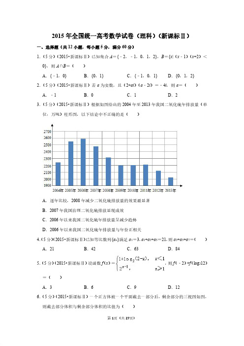 2015年全国统一高考数学试卷(理科)(新课标ⅱ)