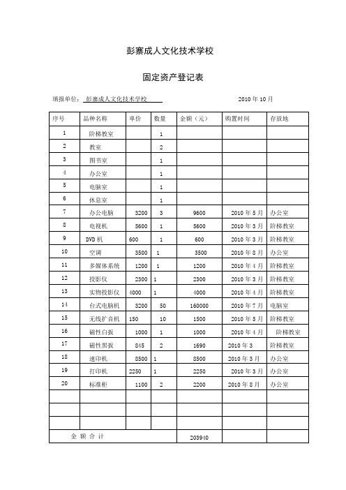 固定资产登记表