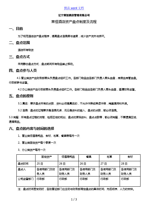 酒店资产盘点制度及流程,物品清点过程与核对工作规定 - 仓库盘点管理