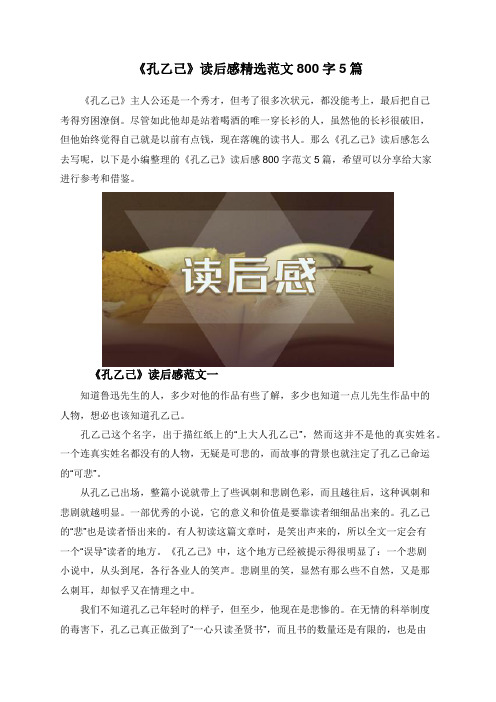 《孔乙己》读后感精选范文800字5篇