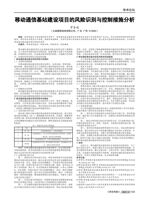 移动通信基站建设项目的风险识别与控制措施分析