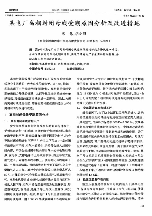 某电厂离相封闭母线受潮原因分析及改进措施