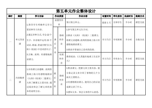 第五单元(作业设计)-【大单元教学】五年级语文上册同步备课系列(统编版)