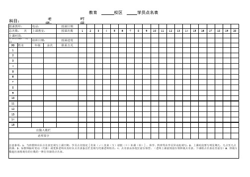 培训机构常用辅导班签到表模板