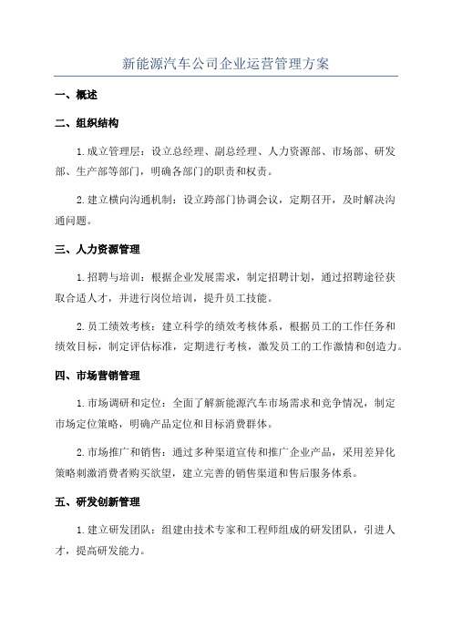 新能源汽车公司企业运营管理方案