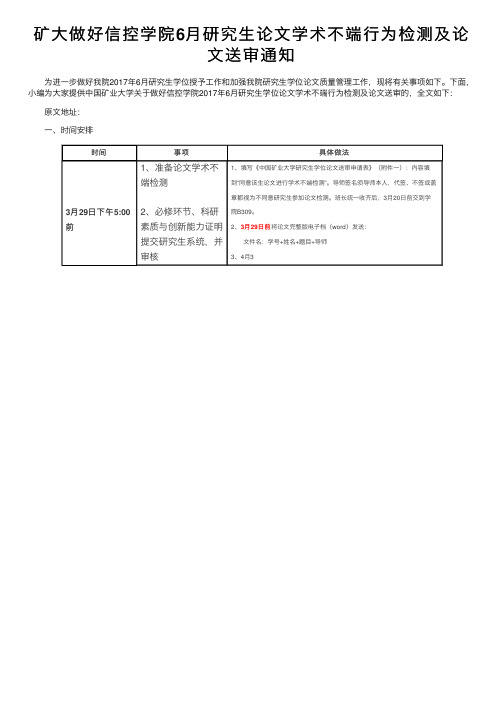 矿大做好信控学院6月研究生论文学术不端行为检测及论文送审通知