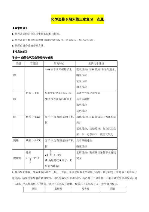 高中化学选修5期末复习一点通：第03章含解析