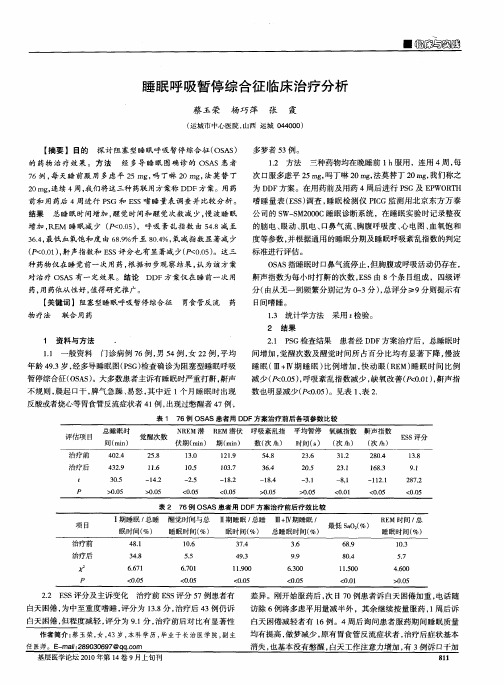 睡眠呼吸暂停综合征临床治疗分析