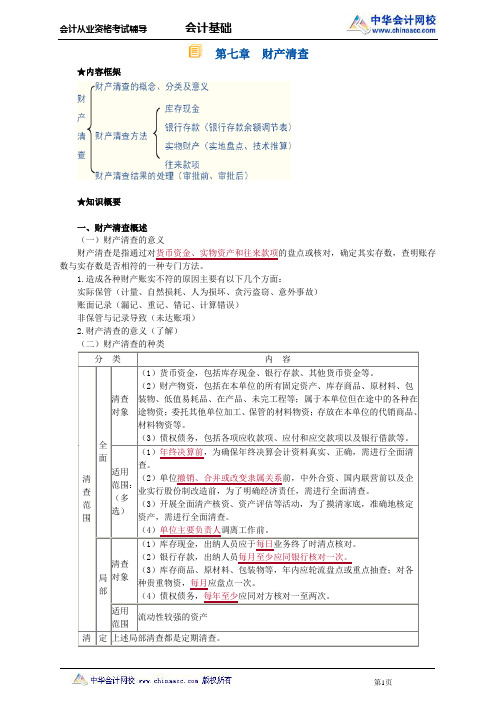 中华会计网校2013年全国会计从业考试《会计基础》讲义第七章