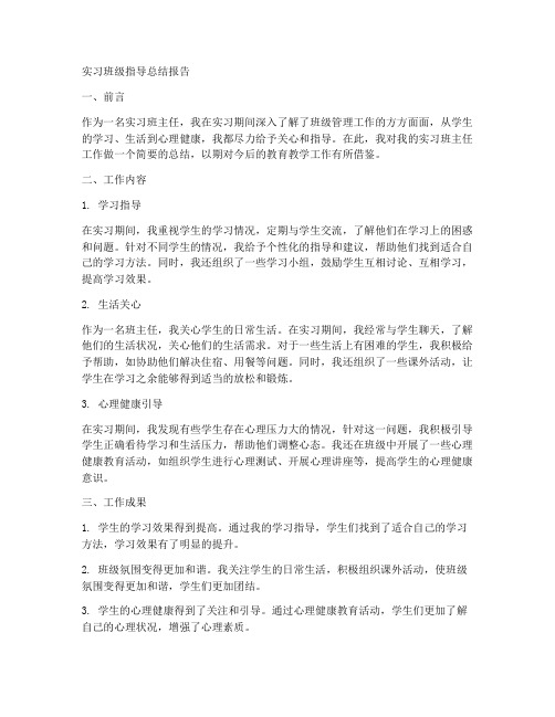 实习班级指导总结报告