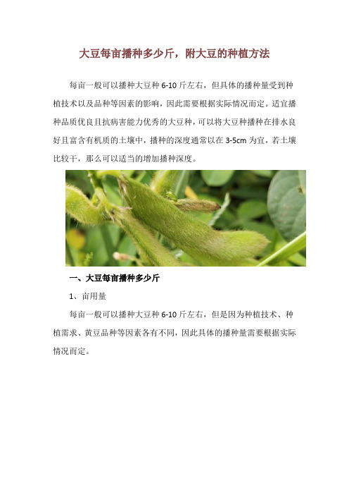 大豆每亩播种多少斤,附大豆的种植方法