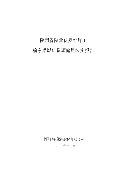 陕西省陕北侏罗纪煤田榆家梁煤矿资源储量核实报告 - 副本