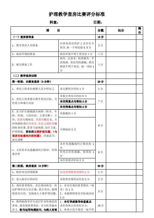 教学查房评分标准